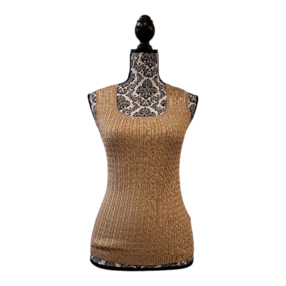 Lauren Ralph Lauren women sleeveless Tank top Gold Knit juniors size L